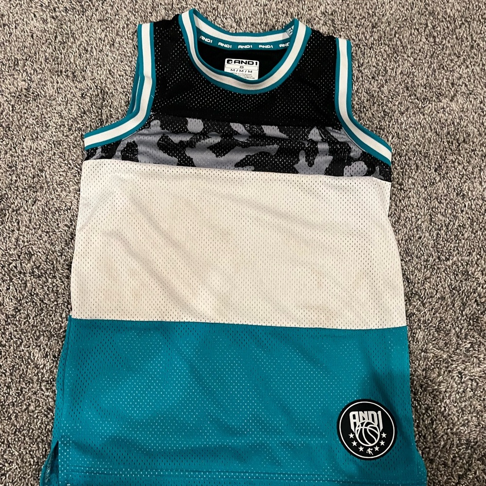 AND1 Kids' Teal, Black, and White Jersey